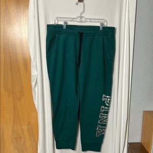 PINK Victoria's Secret Green Joggers with Logo